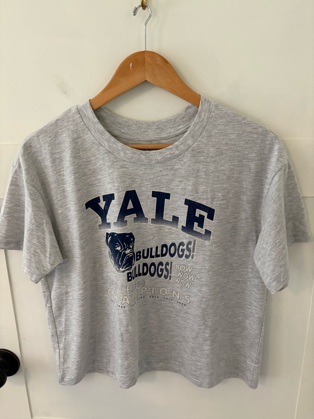 YALE University Bulldogs Cropped Tee. Size Large.